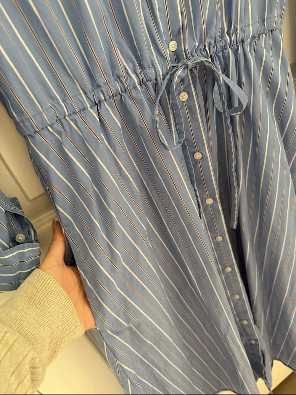Uniqlo Blue Striped Button-Front Midi Dress - Picture 6 of 6